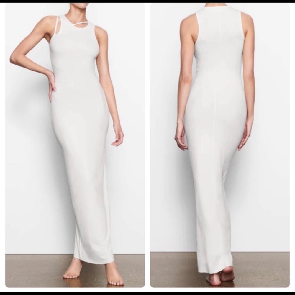 Skims ribbed knit soft lounge cut out maxi dress.